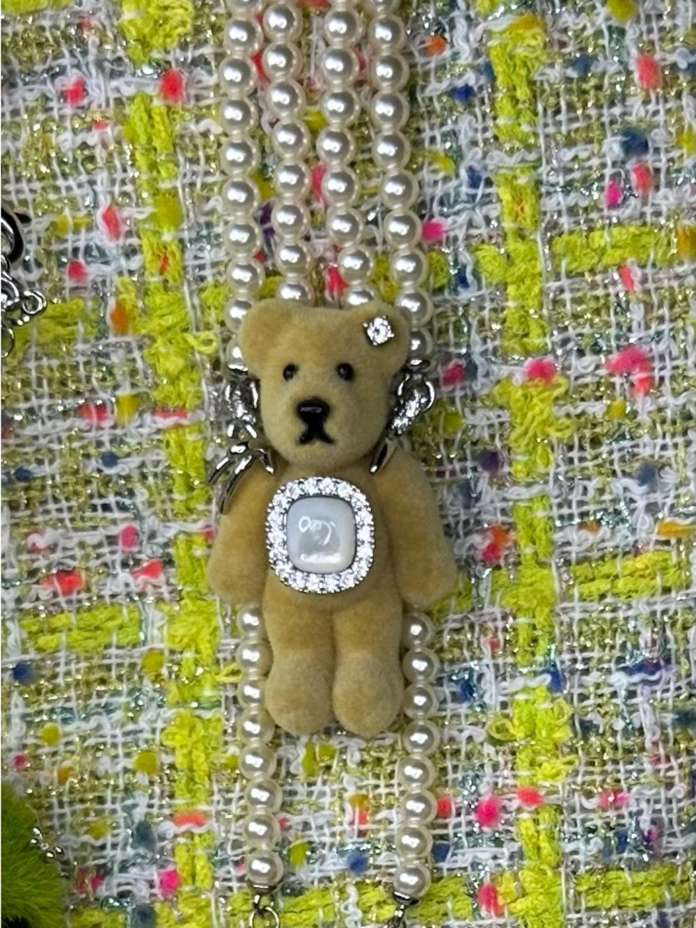 YVMIN Teddy Pearl Bracelet Necklace - Cute Plush 🐻